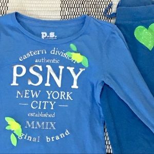 Aeropostale kids sweats and tank top floral set  blue silver yellow 7 8